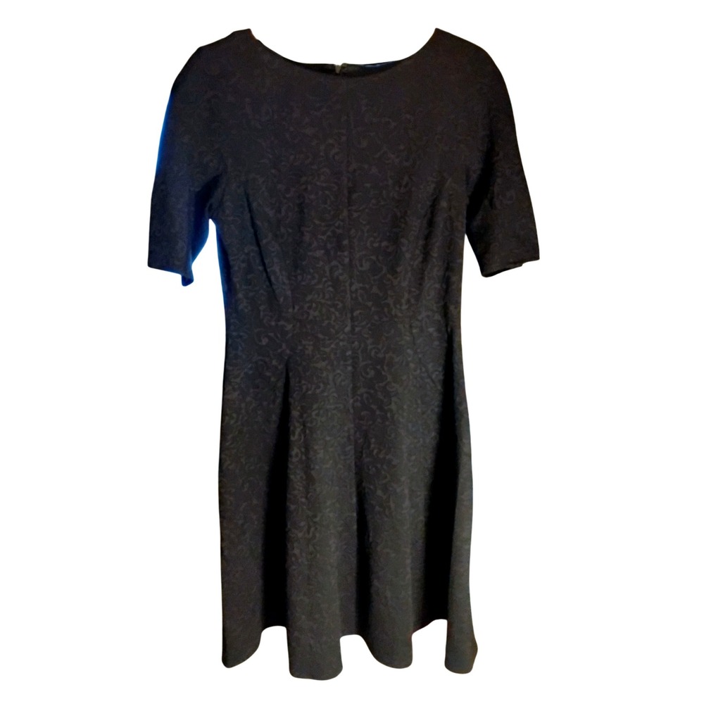 London Style‎ Collection Women's 8 Black Jacquard Brocade A-Line Holiday Dress